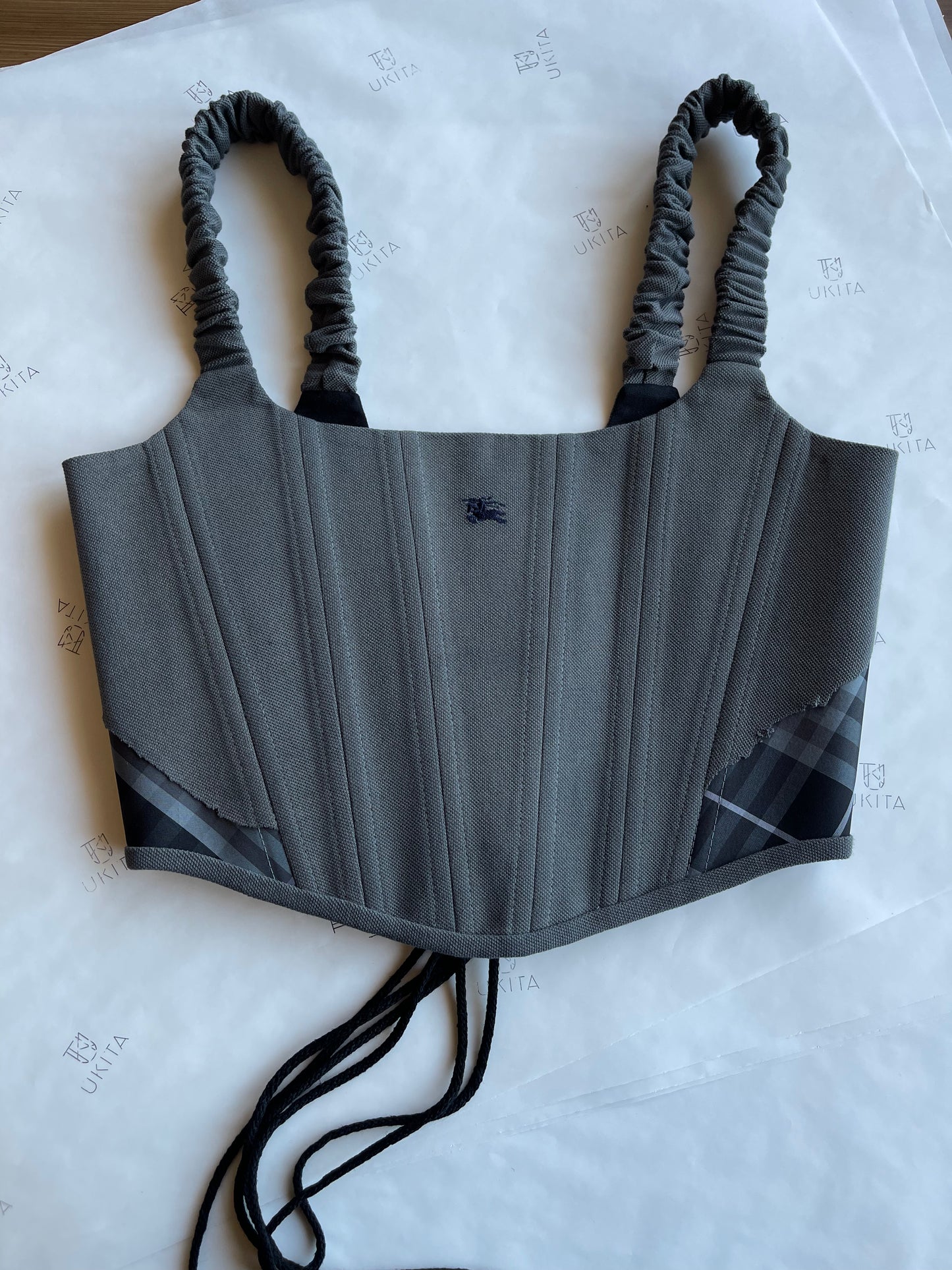 CORSETTO BURBERRY GREY TARTAN - U K I T A